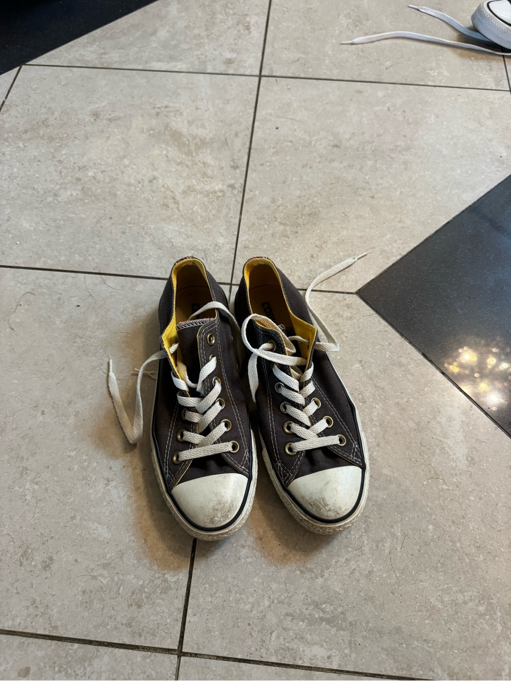Casual Low-Top Canvas Sneakers in Black and Yellow - women’s